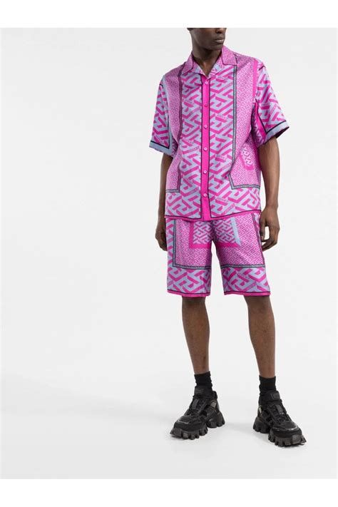 versace shorts set|Versace shorts and shirt set.